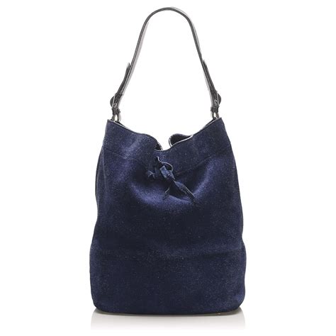 celine blue suede bag|CELINE Celine Seau Drawstring Bucket Bag In Blue Suede on .